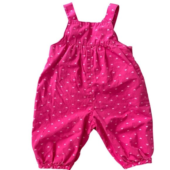 y2k Carter's Pink Heart Bubble Overalls Cherry Floral - 3 Months - Picture 2 of 4